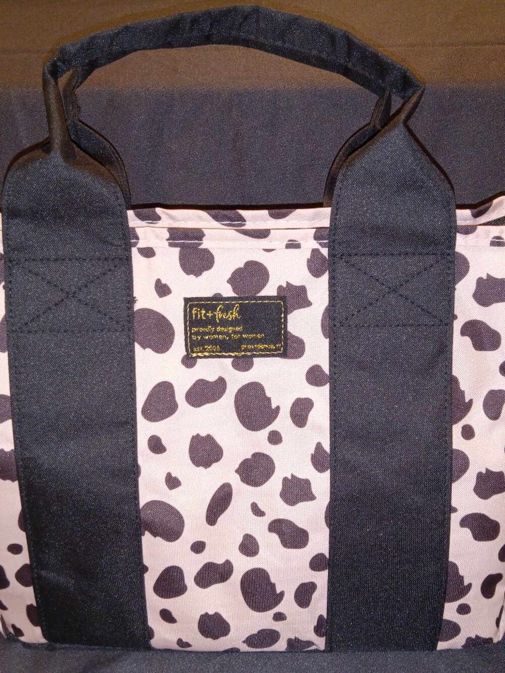 Insulated Tote Lunch Bag - Square Beige with Leopard print